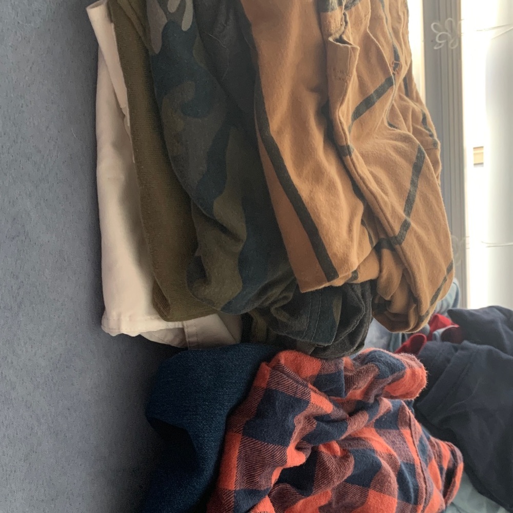 Assorted Plaid and Camouflage Shirts